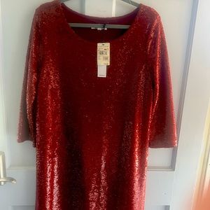 Burgundy sequins dress size large perfect for a special occasion or night out.